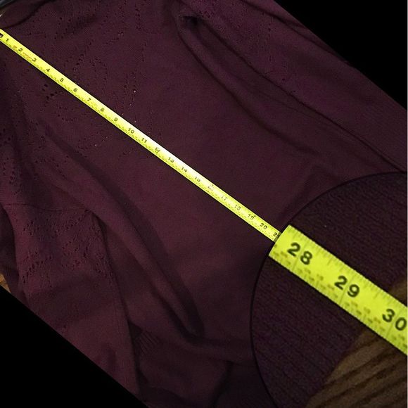 LUCKY BRAND Wine Cranberry Open Front Cardigan Sz S - Picture 6 of 11